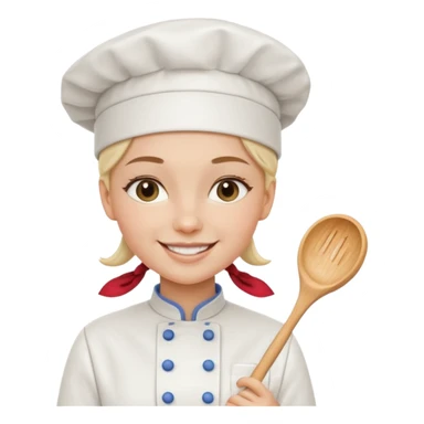 Young female baker - wearing a white chef's hat and holding a cream piping bag sticker