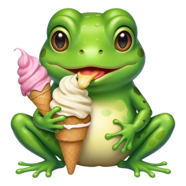 dondurma yiyen kurbağa sticker