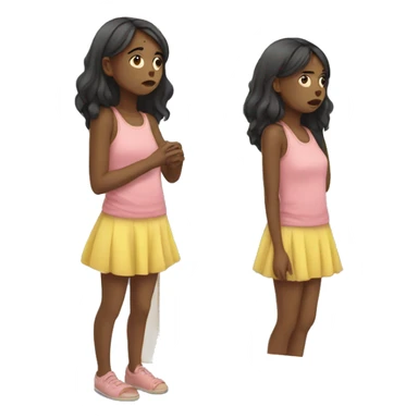 girl trying clothes in front of mirror that is sad sticker