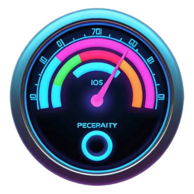 a futuristic percentage meter measuring capacity, neon colors sticker