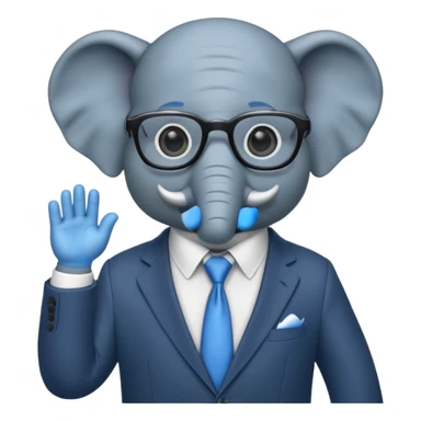 blue elephant in a suit and glasses sticker
