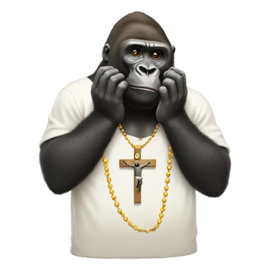 Gorilla praying the rosary sticker