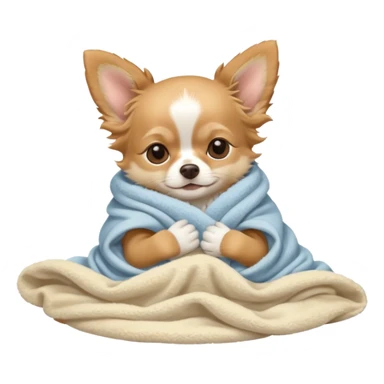 Long haired chihuahua, beige, without white variations on head! Add white on chest and white socks, sleeping cutely under blanket sticker