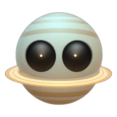 planet Saturn with a cartoon futuristic face with big calm eyes sticker