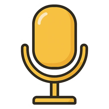 golden mic icon, flat design, metallic gold, clear outline, minimalistic, modern look, suitable for digital interface sticker