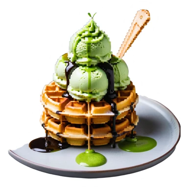matcha ice cream on a stack of waffles sticker