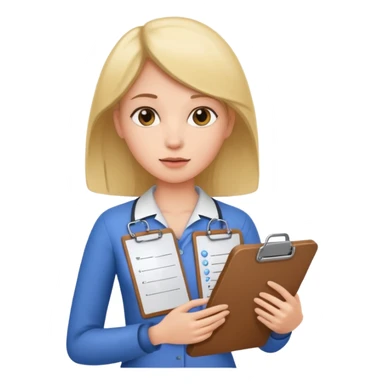 women with clipboard pressed to her chest sticker