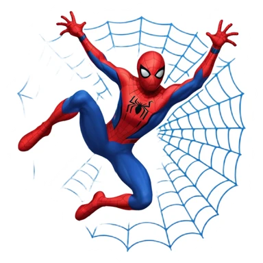 A high-quality die-cut sticker of Spider-Man in a dynamic web-swinging pose. Bold black outlines, classic red and blue suit, vibrant colors, Ben-Day dots textures. Flat 2D vector art style, white border around the edge, isolated on a plain white background, 4k resolution sticker