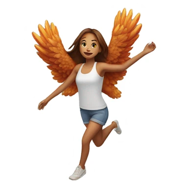a girl flying with two bbq chicken wings on her back sticker
