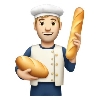 White French man holding a baguette and cheese  sticker