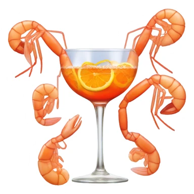 A shrimp drinking an aperol spritz sticker
