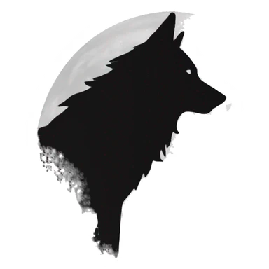 B&w siluet of the Wolf in the forrest and moon sticker