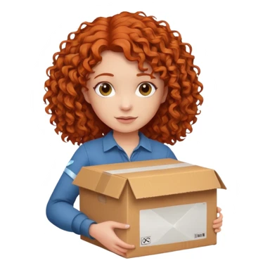 box carrier curly red haired girl  sticker