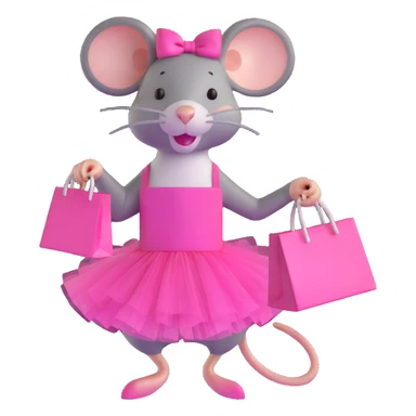 rat with a pink dress and tutu holding a Sephora shopping bag sticker