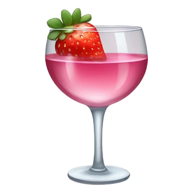 Pink wine in glass tall cup with strawberries sticker