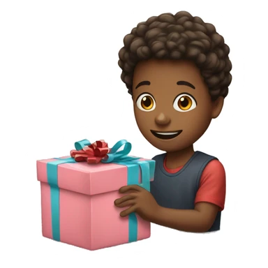 A kid opening a present  sticker