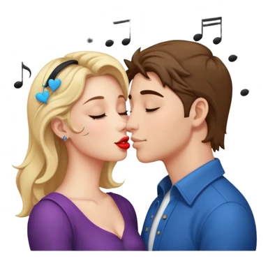 a good looking man and good looking woman are Kissing, with music notes sticker