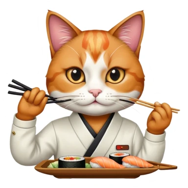 cool cat in a pearl snap shirt eating sushi sticker