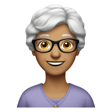 granny with brown straight hair and glasses and braces sticker