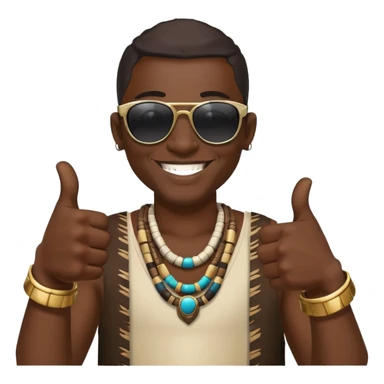 Black tribal man wearing sunglasses smiling thumbs up sticker
