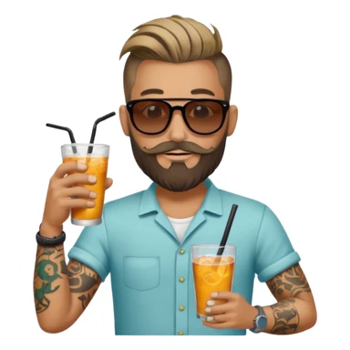 tatoo guy drink holders with sunglass bearded bun hair sticker