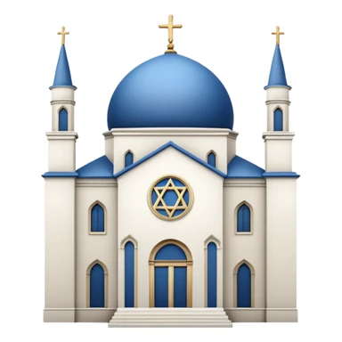reform jewish synagogue similar in architecture to historical churches in milano (pretty and magnificent), white in color, in ios emoji style sticker