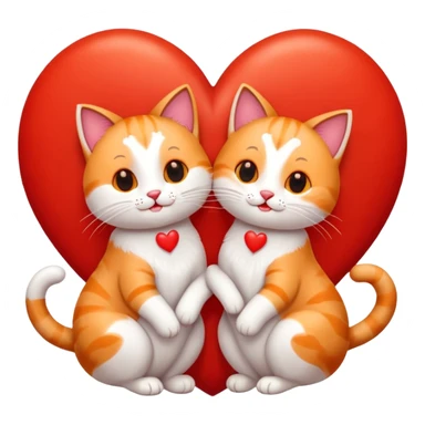 two happy cats in love surrounded by hearts sticker