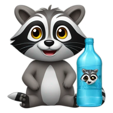 a racoon with vodka bottle sticker