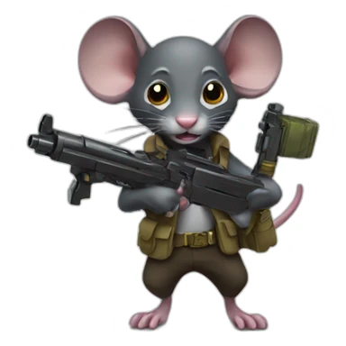 dark rat with toy gun sticker