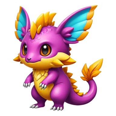 Randomly-colored exotic chibi Fakémon-creature sticker