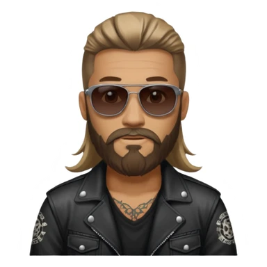 biker gang with sunglass and rugged guy bearded long hair in tatoots sticker