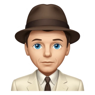 Frank Sinatra with blue eyes, dark brown hair, ivory outfit sticker