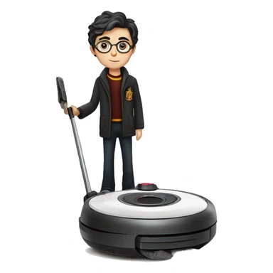 Harry potter using a robot vacuum sticker