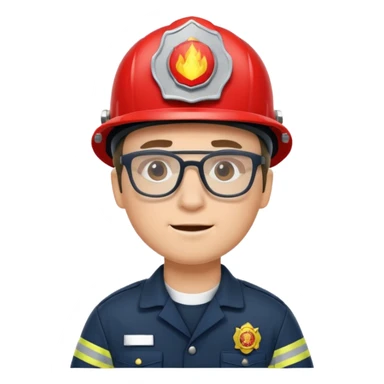 glasses fireman with uniform sticker