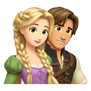 Rapunzel with Flynn Rider anime style sticker