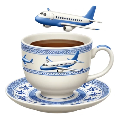 Airplane on a tea cup sticker