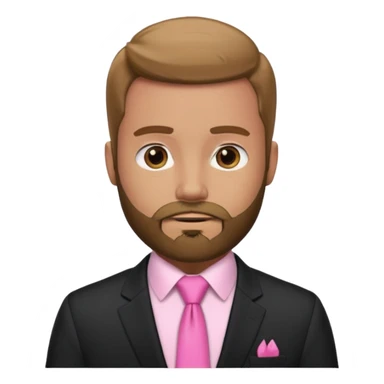 bearded man with pink tie and blazer sticker