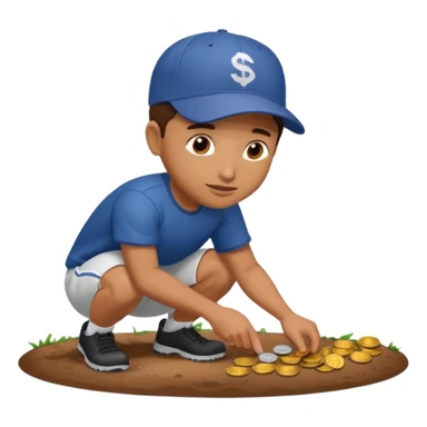 Person picking up pennies from the ground  sticker