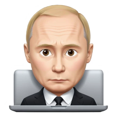 Putin with laptop sticker