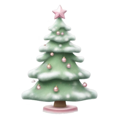 sage green Christmas tree dusted with snow adorned with light pink ornaments and bows  sticker