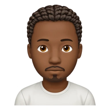 Hazme un emoji de un hombre negro con trenzas cortas, camiseta blanca y una pequeña perilla sin bigote sticker