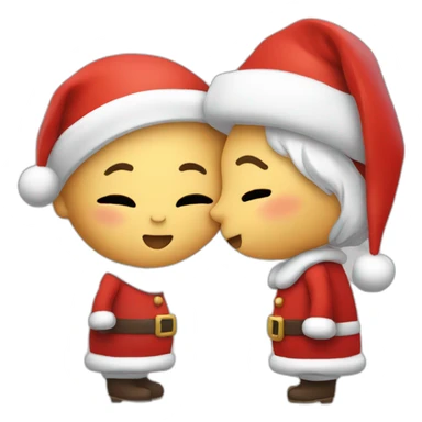 full body santa and mrs. claus kiss hug sticker