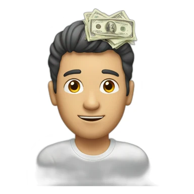 man with cash behind head sticker