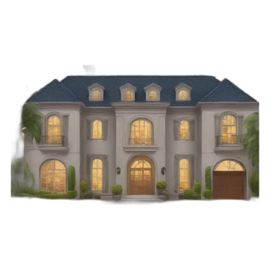 a luxury mansion with a pool and a car in the garage sticker