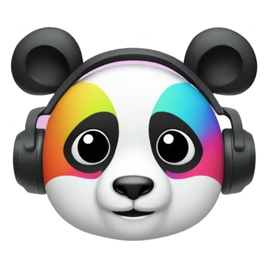colourful panda face wearing headset sticker