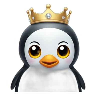 Cute little penguin with a crown sticker