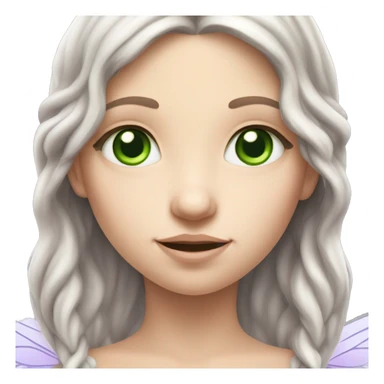 Slavic white girl fairy girl with brunette long hair green eyes and lavender wings  sticker