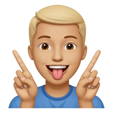 Peace sign with hands in front of mouth with tongue sticking out  sticker