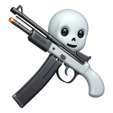 Fantasmas con un fusil moderno y haciendo haciendo en en forma de ✌️ con los dedos sticker