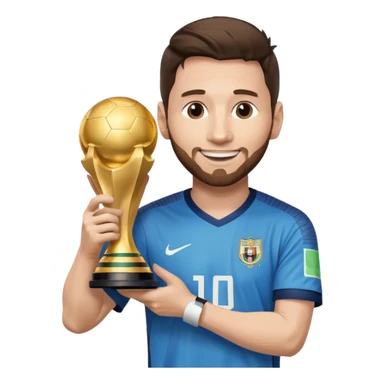 Messi holding the world cup trophy sticker
